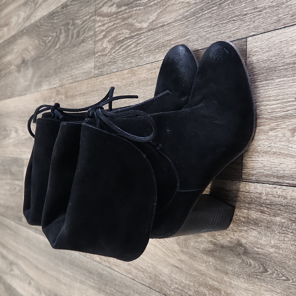 Free People Mila Women's Ankle Boots Heels Black Suede Fold Over EU 36 US 6 - Picture 3 of 12